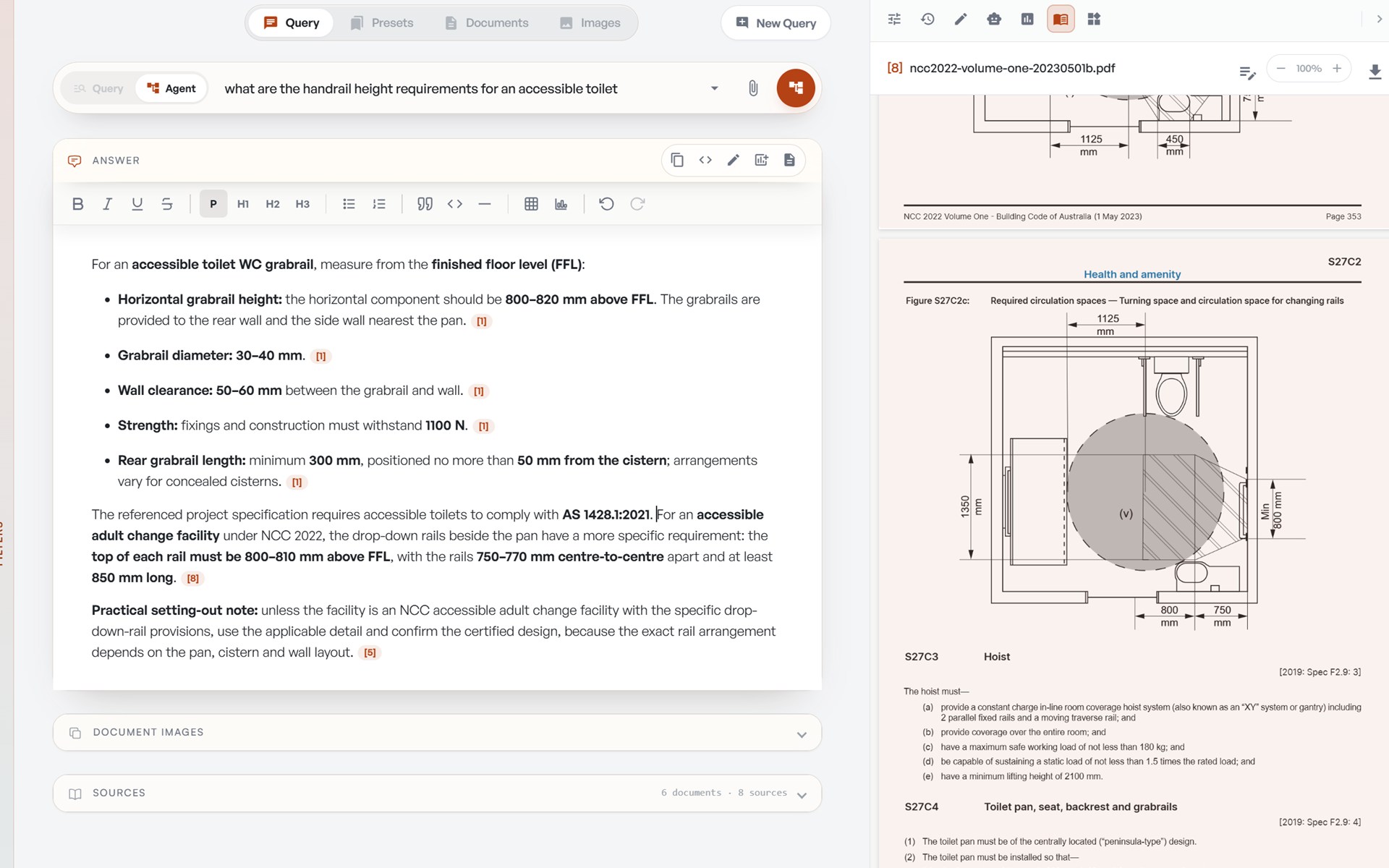 Knowledge Base answer with the cited source highlighted